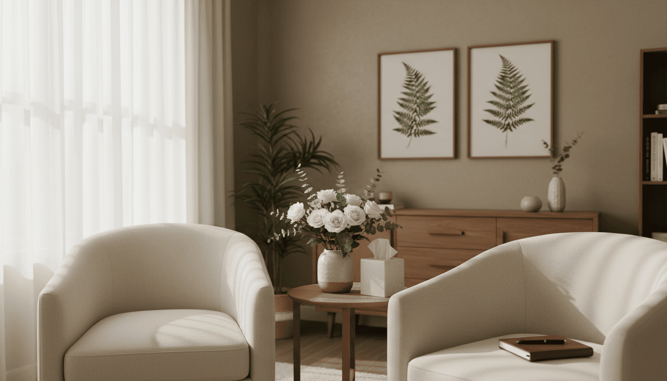 Bright consultation room with natural views