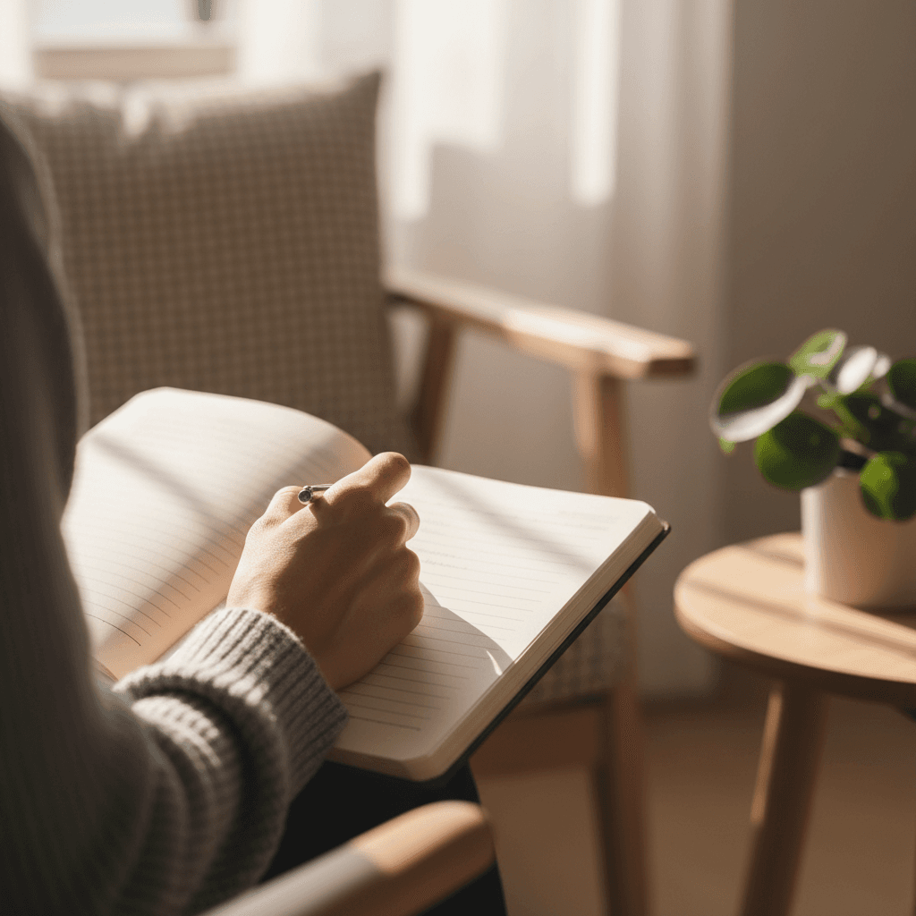 Martin taking notes during a therapeutic session